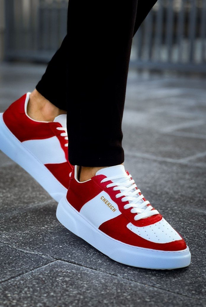 CH087 Kenton Erkek Günlük Bağcıklı Cilt Spor Sneaker Ayakkabı CBT - Beyaz/Kırmızı CH087 Kenton Erkek Günlük Bağcıklı Cilt Spor Sneaker Ayakkabı CBT - Beyaz/Kırmızı