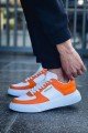 CH087 Kenton Erkek Günlük Bağcıklı Cilt Spor Sneaker Ayakkabı CBT - Beyaz/Turuncu – Chekich Erkek Ayakkabı