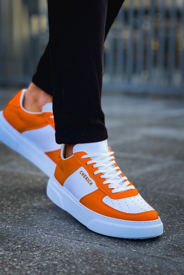 CH087 Kenton Erkek Günlük Bağcıklı Cilt Spor Sneaker Ayakkabı CBT - Beyaz/Turuncu CH087 Kenton Erkek Günlük Bağcıklı Cilt Spor Sneaker Ayakkabı CBT - Beyaz/Turuncu