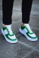 CH087 Kenton Erkek Günlük Bağcıklı Cilt Spor Sneaker Ayakkabı CBT - Beyaz/Yeşil – Chekich Erkek Ayakkabı