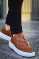 CH087 Kenton Erkek Günlük Bağcıklı Cilt Spor Sneaker Ayakkabı CBT - Taba