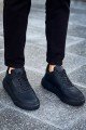 CH087 Kenton Erkek Günlük Bağcıklı Cilt Spor Sneaker Ayakkabı CST - Siyah – Chekich Erkek Ayakkabı