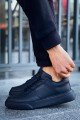 CH087 Kenton Erkek Günlük Bağcıklı Cilt Spor Sneaker Ayakkabı CST - Siyah – Chekich Erkek Ayakkabı