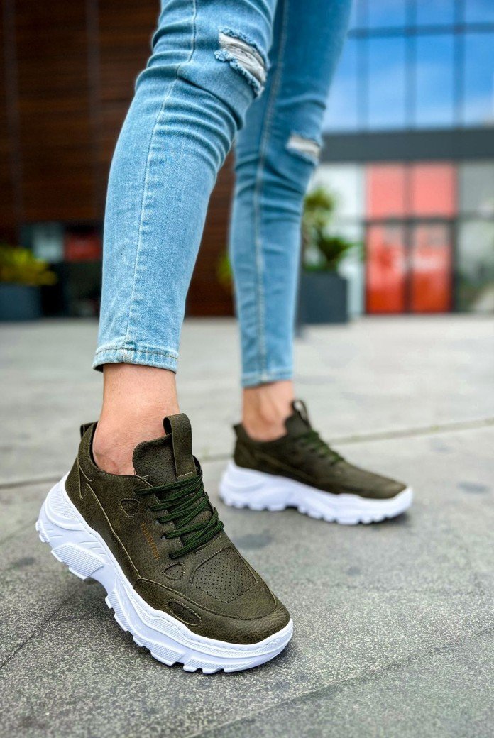 CH089 Low Top Lace Up Erkek Günlük Bağcıklı Cilt Spor Sneaker Ayakkabı CBT - Haki CH089 Low Top Lace Up Erkek Günlük Bağcıklı Cilt Spor Sneaker Ayakkabı CBT - Haki
