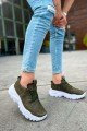 CH089 Low Top Lace Up Erkek Günlük Bağcıklı Cilt Spor Sneaker Ayakkabı CBT - Haki – Chekich Erkek Ayakkabı