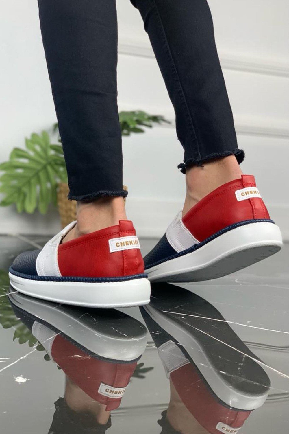 CH091 Brecon Erkek Günlük Bağcıksız Cilt Klasik Ayakkabı CBT - Lacivert/Beyaz/Kırmızı Erkek Ayakkabı CH091 Brecon Erkek Günlük Bağcıksız Cilt Klasik Ayakkabı CBT - Lacivert/Beyaz/Kırmızı – Chekich Erkek Ayakkabı