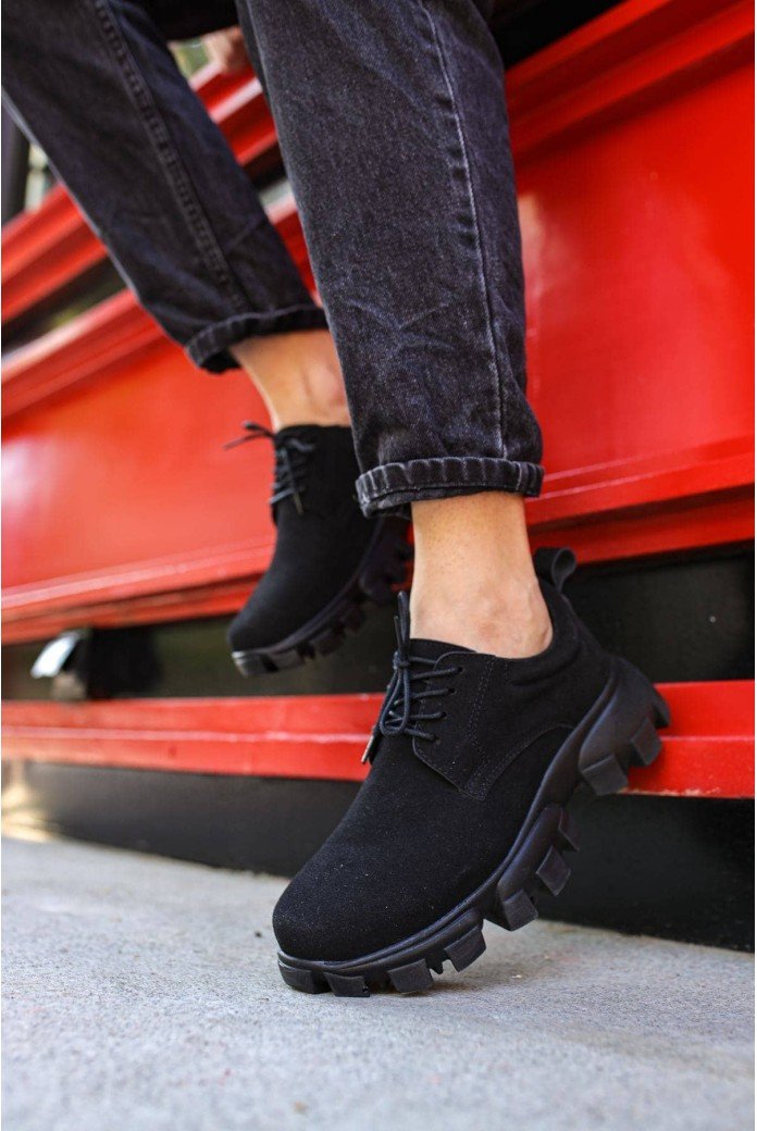 CH093 Castle Erkek Günlük Bağcıklı Süet Klasik Ayakkabı CST - Siyah