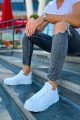 CH105 Cronus Erkek Günlük Bağcıklı Cilt Spor Sneaker Ayakkabı CBT - Beyaz – Chekich Erkek Ayakkabı