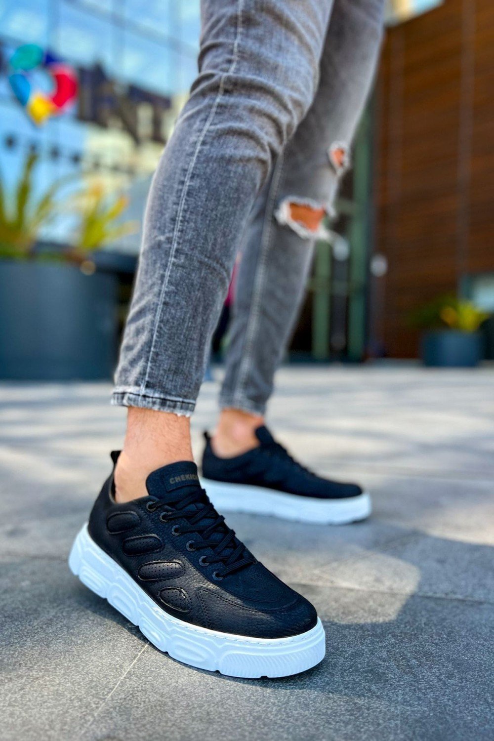 CH105 Cronus Erkek Günlük Bağcıklı Cilt Spor Sneaker Ayakkabı CBT - Siyah – Chekich Erkek Ayakkabı