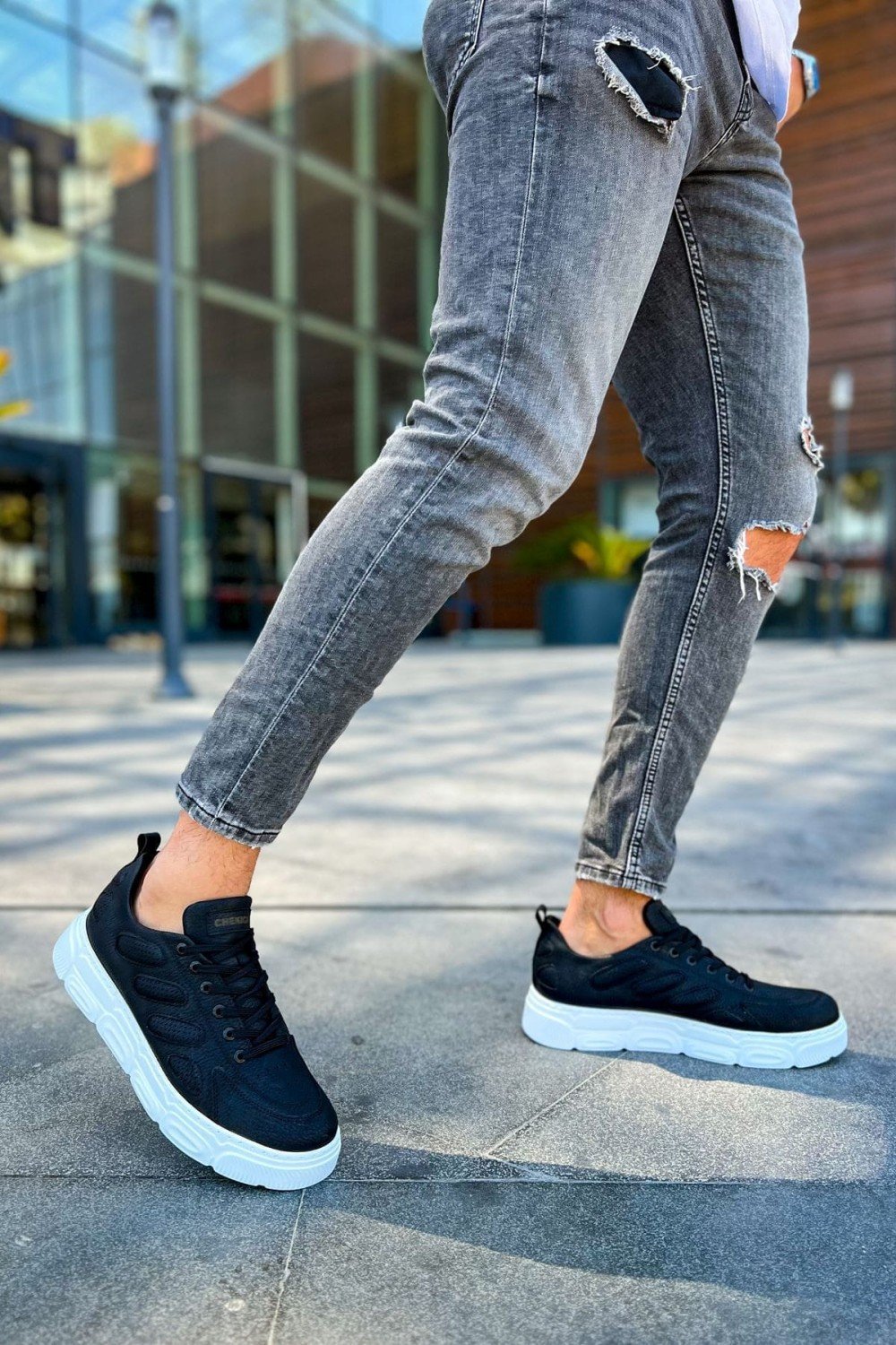 CH105 Cronus Erkek Günlük Bağcıklı Cilt Spor Sneaker Ayakkabı CBT - Siyah – Chekich Erkek Ayakkabı