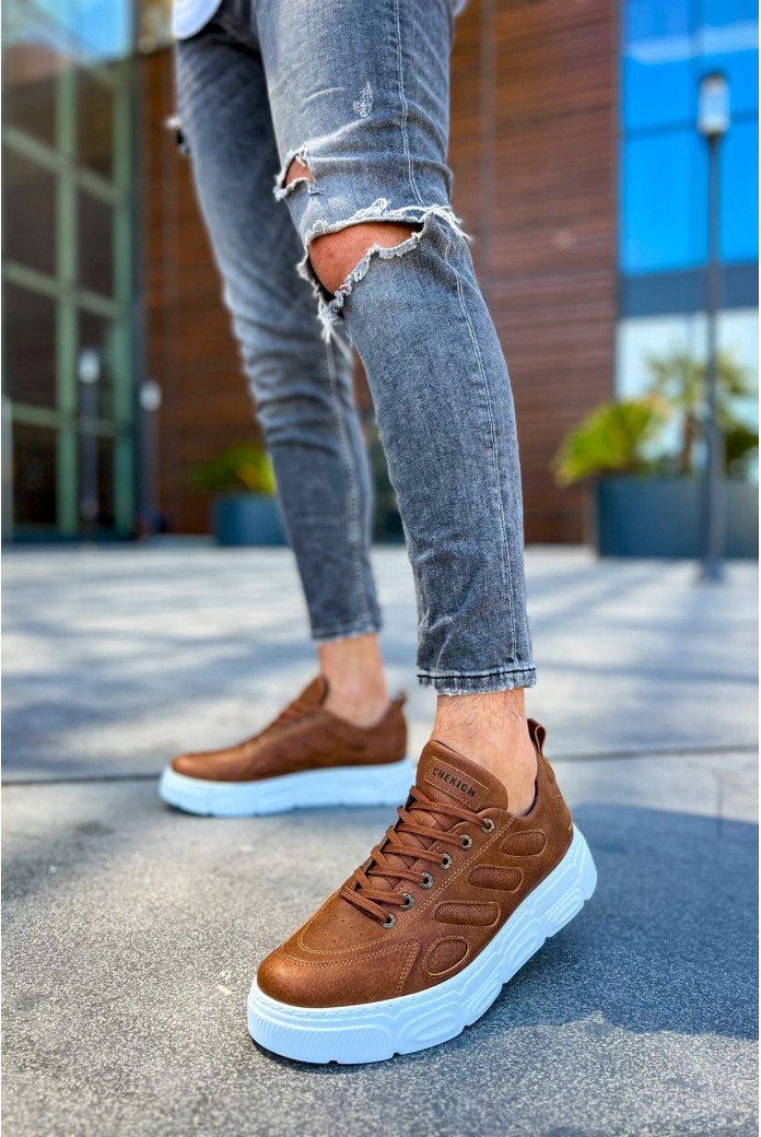 CH105 Cronus Erkek Günlük Bağcıklı Cilt Spor Sneaker Ayakkabı CBT - Taba