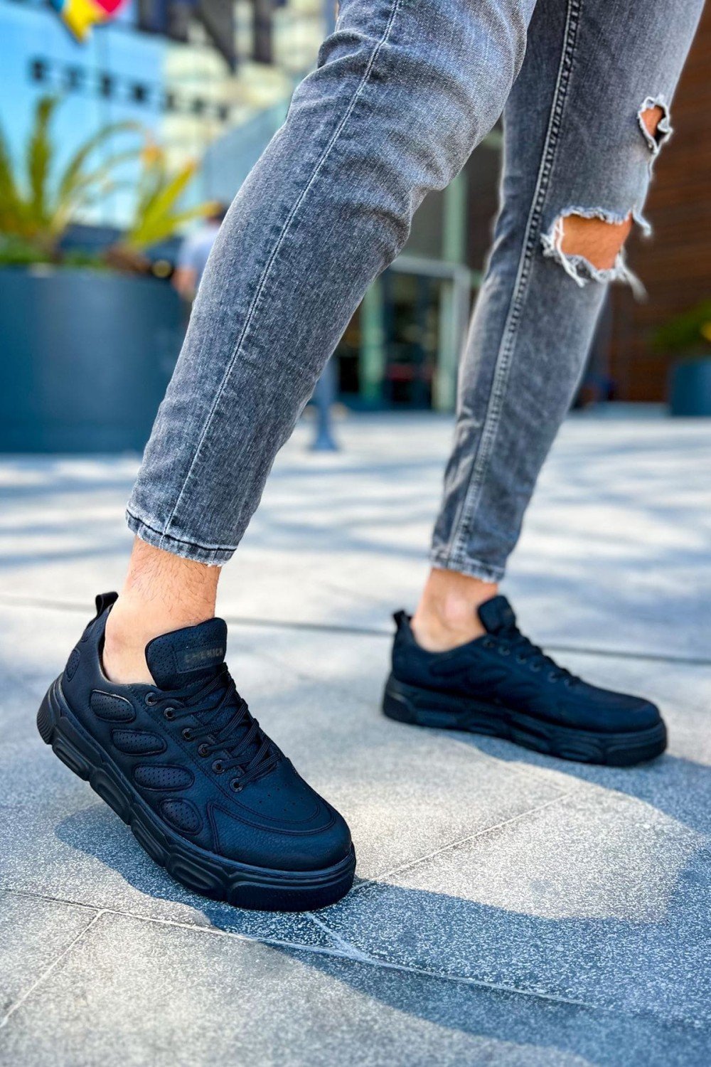 CH105 Cronus Erkek Günlük Bağcıklı Cilt Spor Sneaker Ayakkabı CST - Siyah – Chekich Erkek Ayakkabı