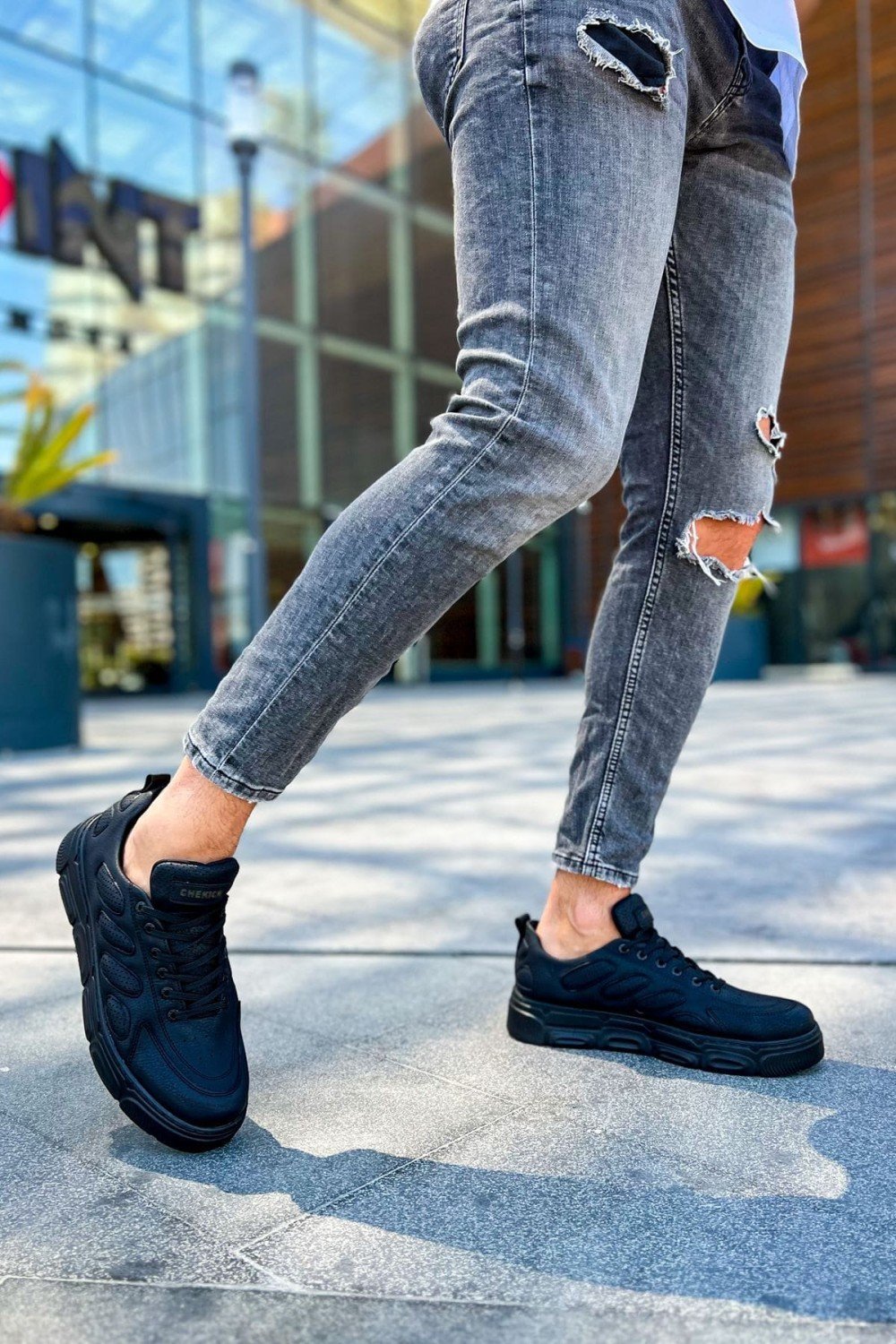 CH105 Cronus Erkek Günlük Bağcıklı Cilt Spor Sneaker Ayakkabı CST - Siyah – Chekich Erkek Ayakkabı