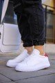 CH107 Felibord Erkek Günlük Bağcıklı Cilt Spor Sneaker Ayakkabı CBT - Beyaz/Kırmızı