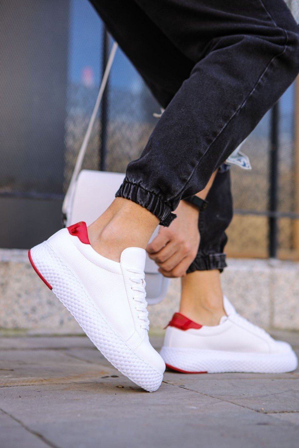 CH107 Felibord Erkek Günlük Bağcıklı Cilt Spor Sneaker Ayakkabı CBT - Beyaz/Kırmızı Erkek Ayakkabı CH107 Felibord Erkek Günlük Bağcıklı Cilt Spor Sneaker Ayakkabı CBT - Beyaz/Kırmızı – Chekich Erkek Ayakkabı