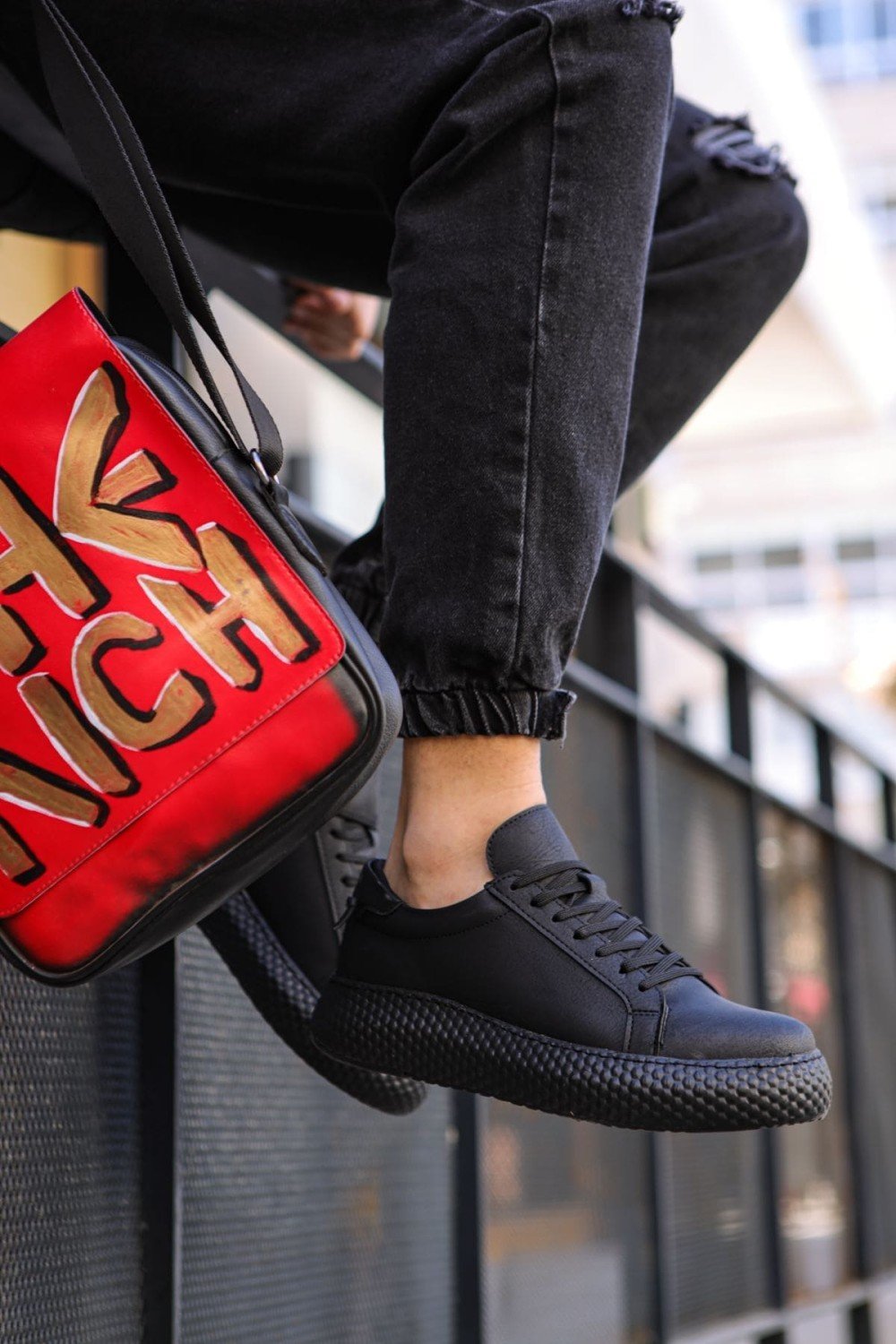 CH107 Felibord Erkek Günlük Bağcıklı Cilt Spor Sneaker Ayakkabı CST - Siyah Erkek Ayakkabı CH107 Felibord Erkek Günlük Bağcıklı Cilt Spor Sneaker Ayakkabı CST - Siyah – Chekich Erkek Ayakkabı
