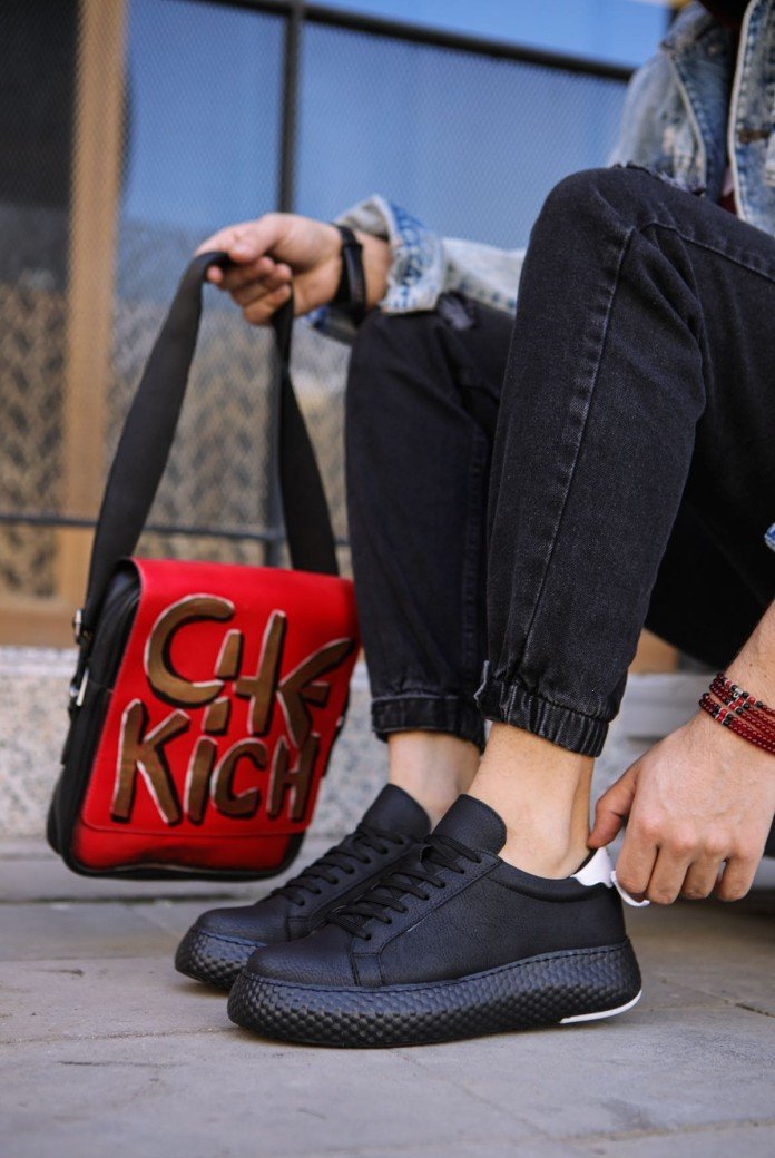 CH107 Felibord Erkek Günlük Bağcıklı Cilt Spor Sneaker Ayakkabı CST - Siyah/Beyaz CH107 Felibord Erkek Günlük Bağcıklı Cilt Spor Sneaker Ayakkabı CST - Siyah/Beyaz