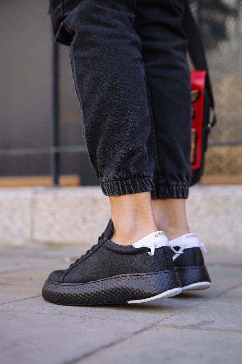 CH107 Felibord Erkek Günlük Bağcıklı Cilt Spor Sneaker Ayakkabı CST - Siyah/Beyaz Erkek Ayakkabı CH107 Felibord Erkek Günlük Bağcıklı Cilt Spor Sneaker Ayakkabı CST - Siyah/Beyaz – Chekich Erkek Ayakkabı