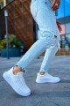 CH115 Literide Erkek Günlük Bağcıklı Cilt Spor Sneaker Ayakkabı CBT - Beyaz – Chekich Erkek Ayakkabı