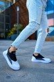 CH115 Literide Erkek Günlük Bağcıklı Cilt Spor Sneaker Ayakkabı CBT - Beyaz/Antrasit/Siyah – Chekich Erkek Ayakkabı