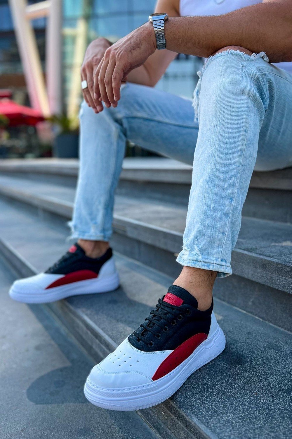 CH115 Literide Erkek Günlük Bağcıklı Cilt Spor Sneaker Ayakkabı CBT - Beyaz/Kırmızı/Siyah Erkek Ayakkabı CH115 Literide Erkek Günlük Bağcıklı Cilt Spor Sneaker Ayakkabı CBT - Beyaz/Kırmızı/Siyah – Chekich Erkek Ayakkabı