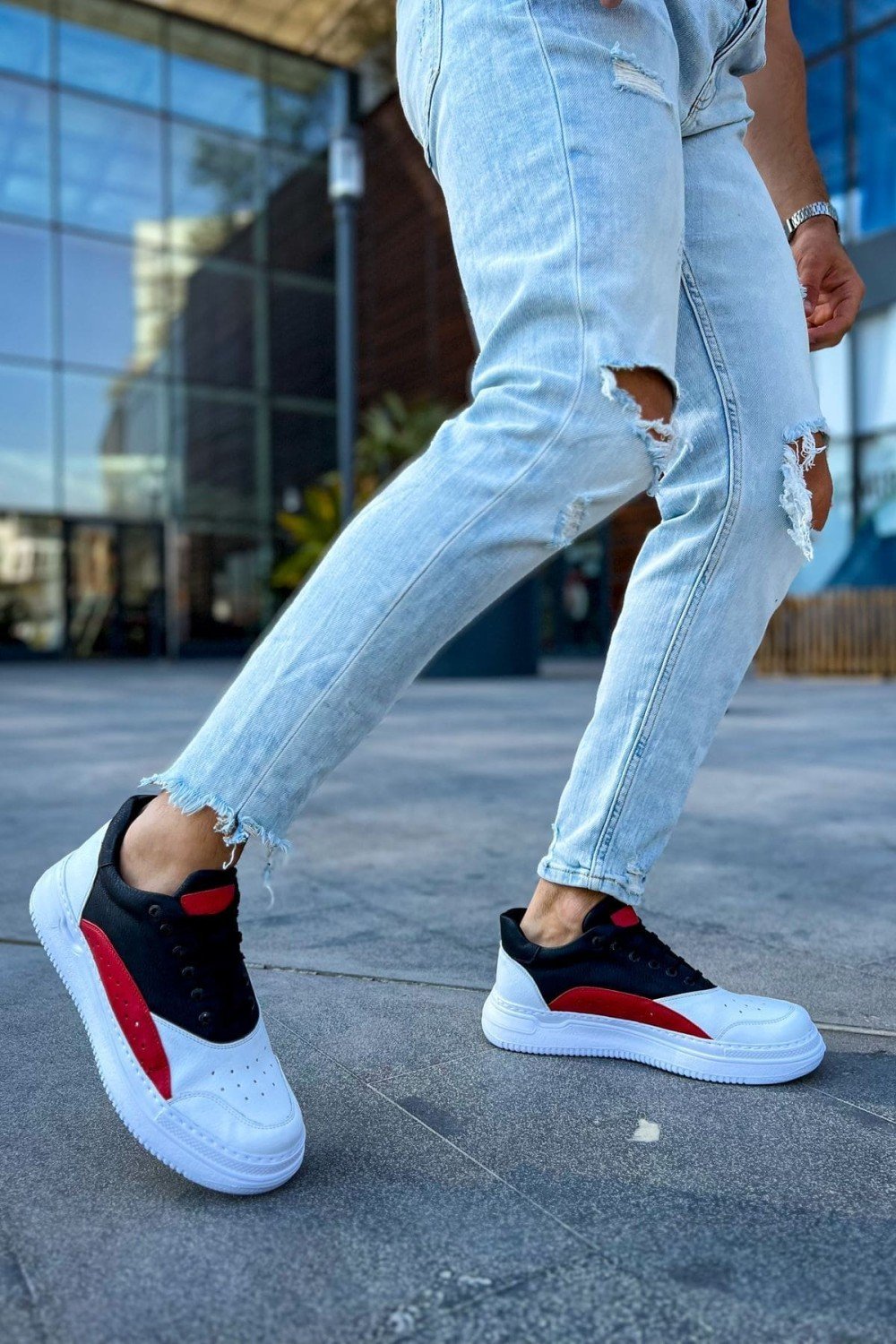 CH115 Literide Erkek Günlük Bağcıklı Cilt Spor Sneaker Ayakkabı CBT - Beyaz/Kırmızı/Siyah Erkek Ayakkabı CH115 Literide Erkek Günlük Bağcıklı Cilt Spor Sneaker Ayakkabı CBT - Beyaz/Kırmızı/Siyah – Chekich Erkek Ayakkabı