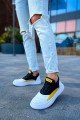 CH115 Literide Erkek Günlük Bağcıklı Cilt Spor Sneaker Ayakkabı CBT - Beyaz/Sarı/Siyah