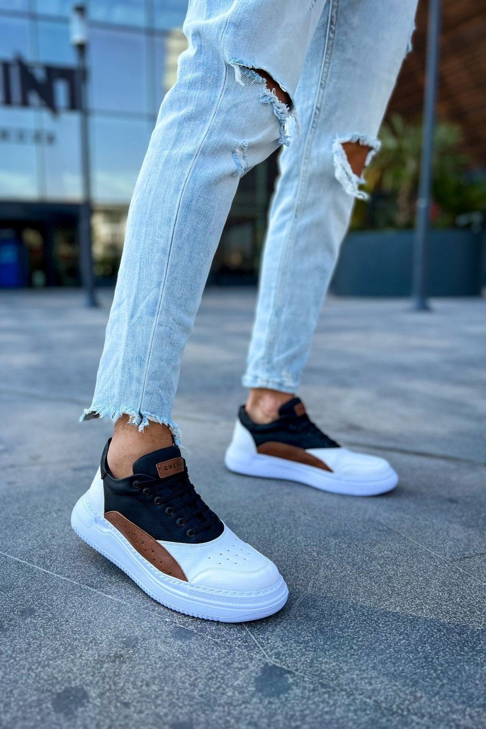 CH115 Literide Erkek Günlük Bağcıklı Cilt Spor Sneaker Ayakkabı CBT - Beyaz/Taba/Siyah Erkek Ayakkabı CH115 Literide Erkek Günlük Bağcıklı Cilt Spor Sneaker Ayakkabı CBT - Beyaz/Taba/Siyah – Chekich Erkek Ayakkabı