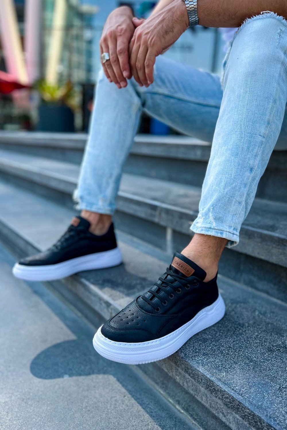 CH115 Literide Erkek Günlük Bağcıklı Cilt Spor Sneaker Ayakkabı CBT - Siyah – Chekich Erkek Ayakkabı