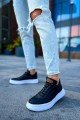 CH115 Literide Erkek Günlük Bağcıklı Cilt Spor Sneaker Ayakkabı CBT - Siyah