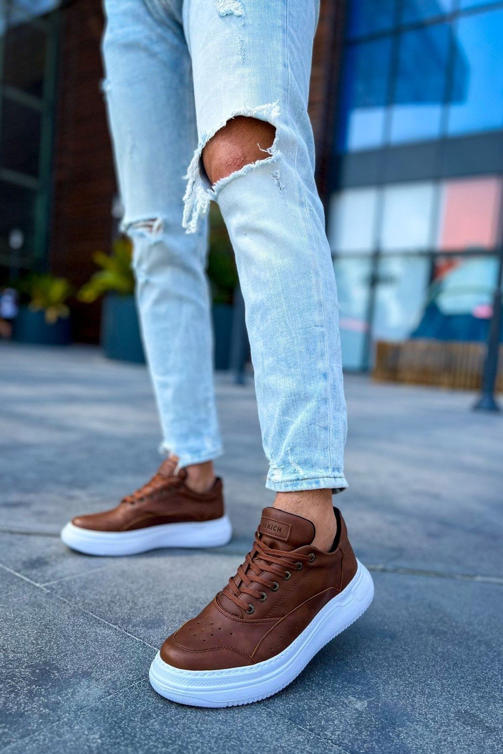 CH115 Literide Erkek Günlük Bağcıklı Cilt Spor Sneaker Ayakkabı CBT - Taba – Chekich Erkek Ayakkabı