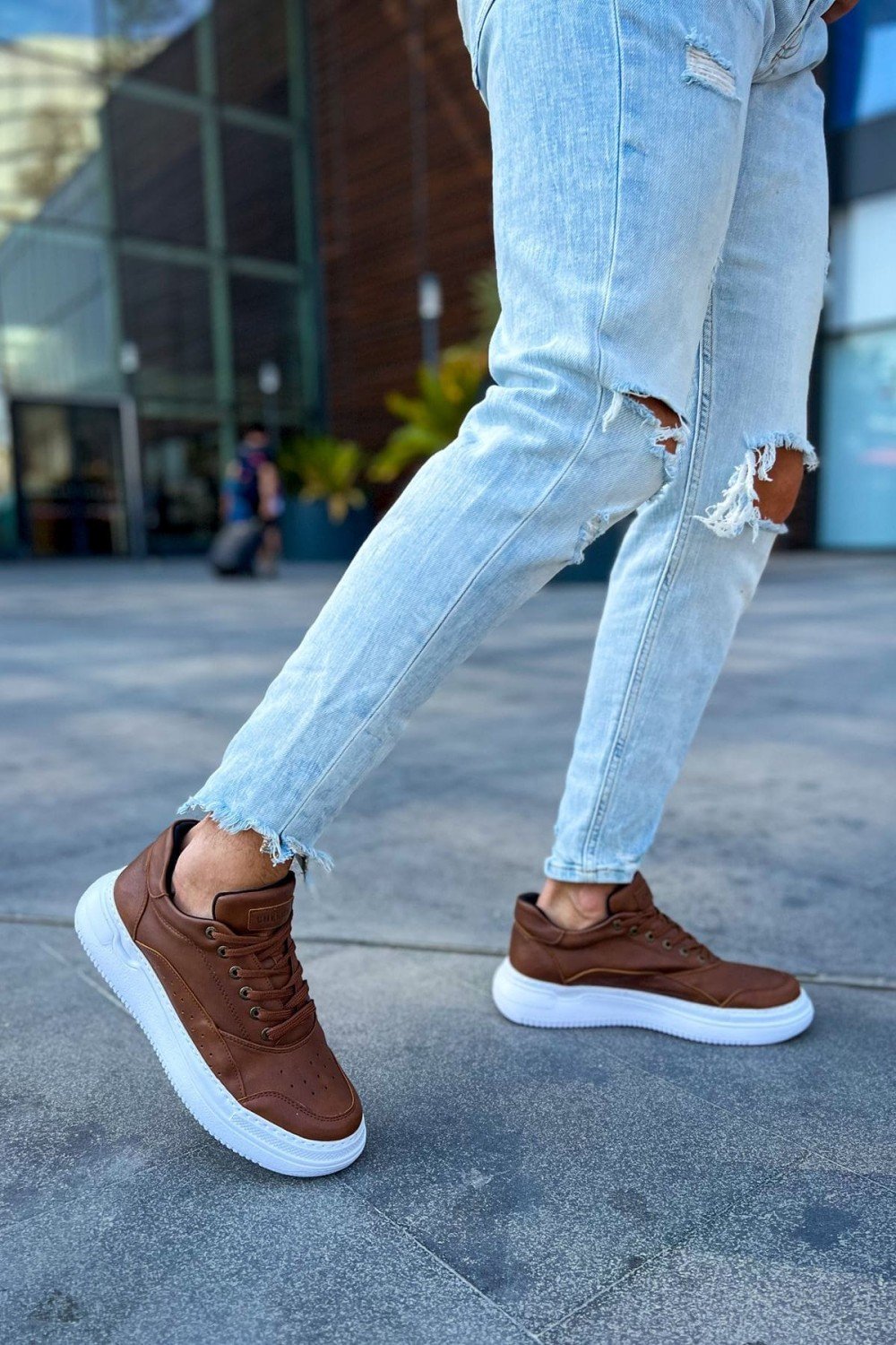 CH115 Literide Erkek Günlük Bağcıklı Cilt Spor Sneaker Ayakkabı CBT - Taba – Chekich Erkek Ayakkabı