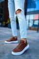 CH115 Literide Erkek Günlük Bağcıklı Cilt Spor Sneaker Ayakkabı CBT - Taba