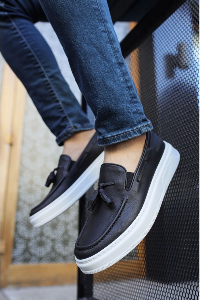 CH127 Loafer - X Erkek Günlük Bağcıksız Corcik Cilt Klasik Ayakkabı CBT - Siyah