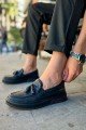 CH127 Loafer - X Erkek Günlük Bağcıksız Corcik Cilt Klasik Ayakkabı CST - Siyah