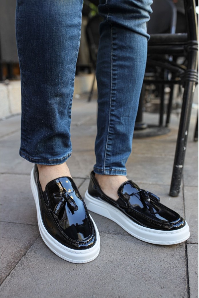 CH127 Loafer - X Erkek Günlük Bağcıksız Corcik Rugan Klasik Ayakkabı CBT - Siyah