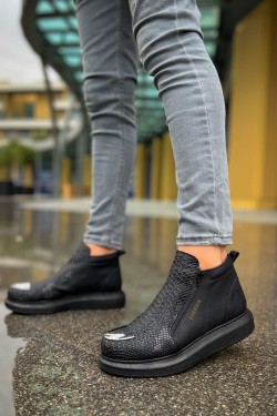 CH133 Coccodrillo Erkek Spor Günlük Fermuarlı Cilt Bot CST - Siyah CH133 Coccodrillo Erkek Spor Günlük Fermuarlı Cilt Bot CST - Siyah