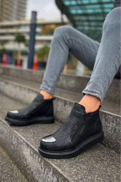 CH133 Coccodrillo Erkek Spor Günlük Fermuarlı Cilt Bot CST - Siyah CH133 Coccodrillo Erkek Spor Günlük Fermuarlı Cilt Bot CST - Siyah