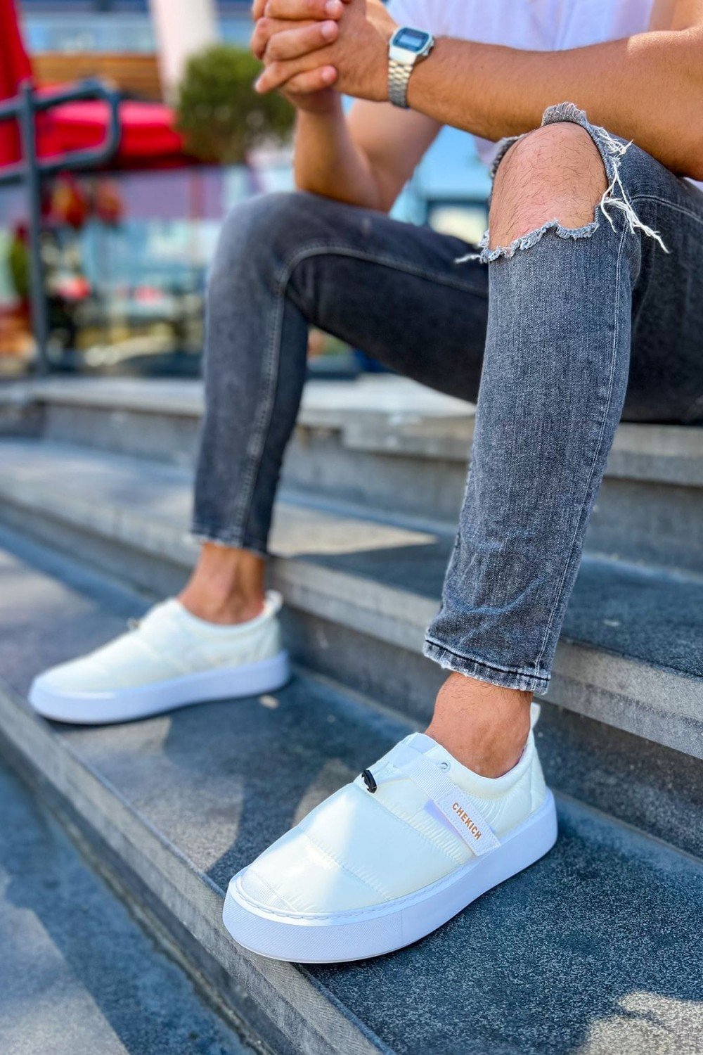 CH137 Parachute Erkek Günlük Bağcıksız Cırtlı Paraşüt Kumaş Spor Sneaker Ayakkabı PKBT - Beyaz – Chekich Erkek Ayakkabı