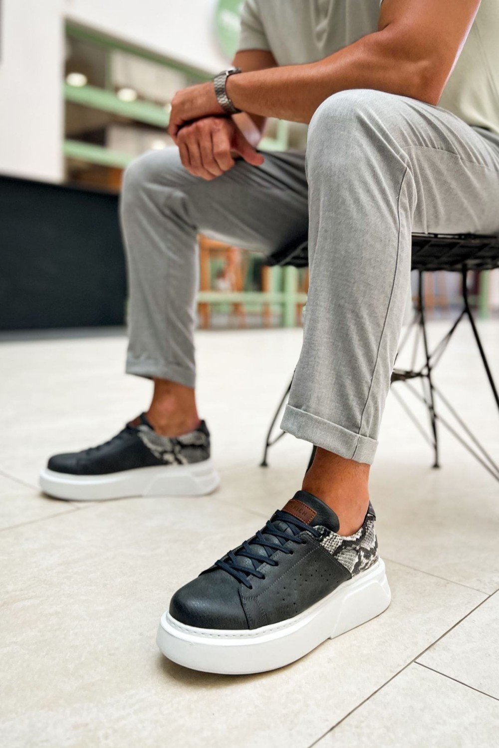 CH145 Sauerbergg Erkek Günlük Bağcıklı Cilt Spor Sneaker Ayakkabı CBT - Antrasit – Chekich Erkek Ayakkabı