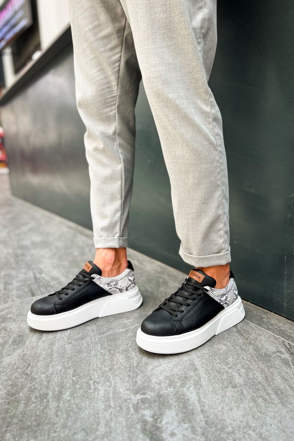 CH145 Sauerbergg Erkek Günlük Bağcıklı Cilt Spor Sneaker Ayakkabı CBT - Siyah – Chekich Erkek Ayakkabı