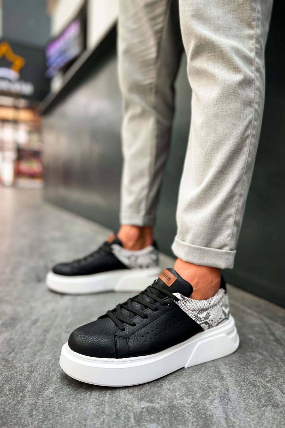 CH145 Sauerbergg Erkek Günlük Bağcıklı Cilt Spor Sneaker Ayakkabı CBT - Siyah – Chekich Erkek Ayakkabı