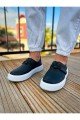 CH147 Dobeny Erkek Günlük Bağcıksız Cırtlı Cilt Spor Sneaker Ayakkabı CBT - Siyah