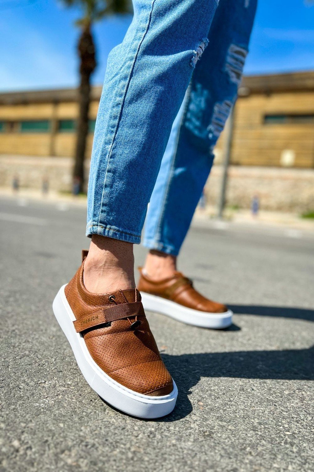 CH147 Dobeny Erkek Günlük Bağcıksız Cırtlı Cilt Spor Sneaker Ayakkabı CBT - Taba Erkek Ayakkabı CH147 Dobeny Erkek Günlük Bağcıksız Cırtlı Cilt Spor Sneaker Ayakkabı CBT - Taba – Chekich Erkek Ayakkabı