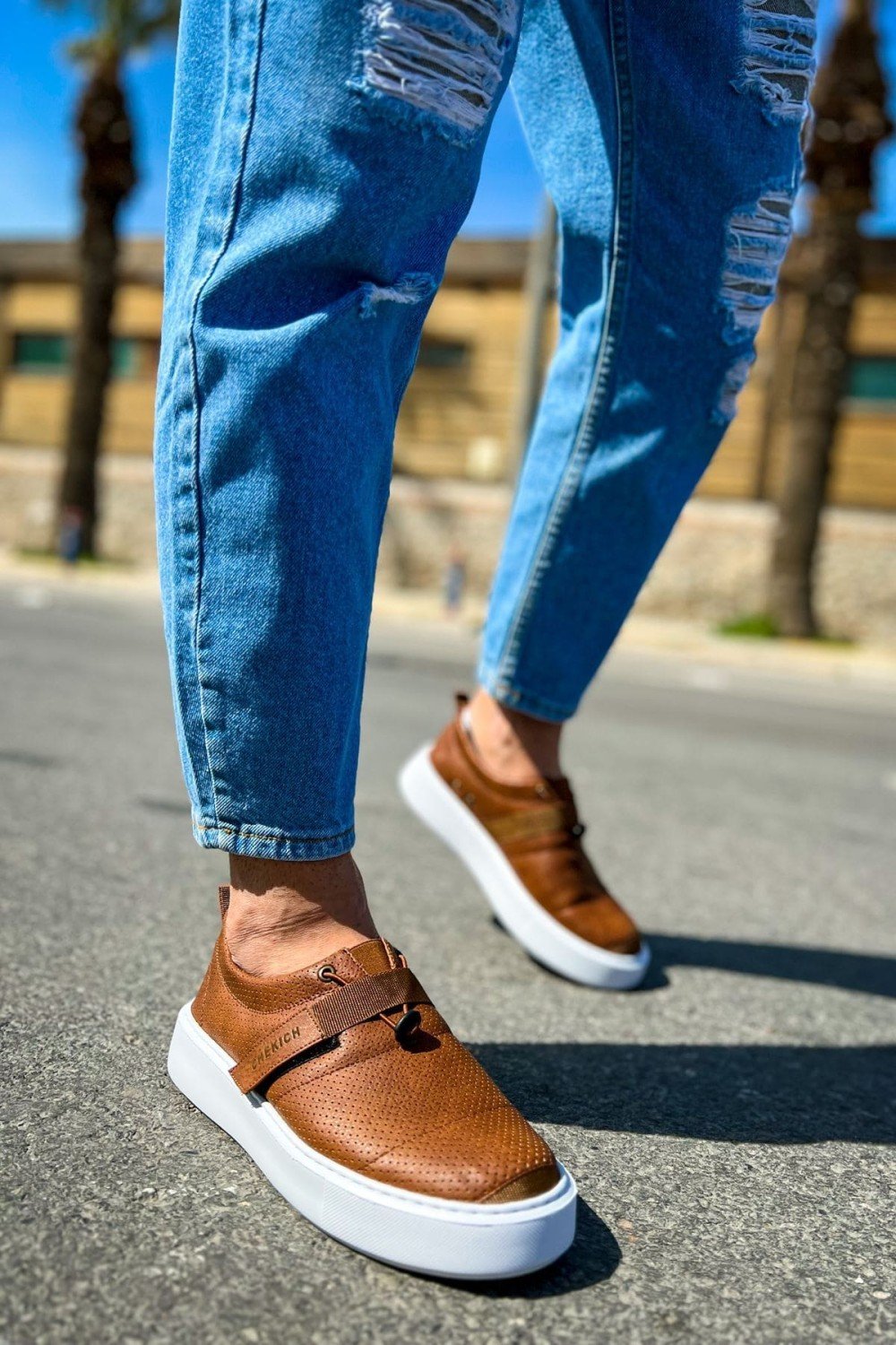 CH147 Dobeny Erkek Günlük Bağcıksız Cırtlı Cilt Spor Sneaker Ayakkabı CBT - Taba Erkek Ayakkabı CH147 Dobeny Erkek Günlük Bağcıksız Cırtlı Cilt Spor Sneaker Ayakkabı CBT - Taba – Chekich Erkek Ayakkabı