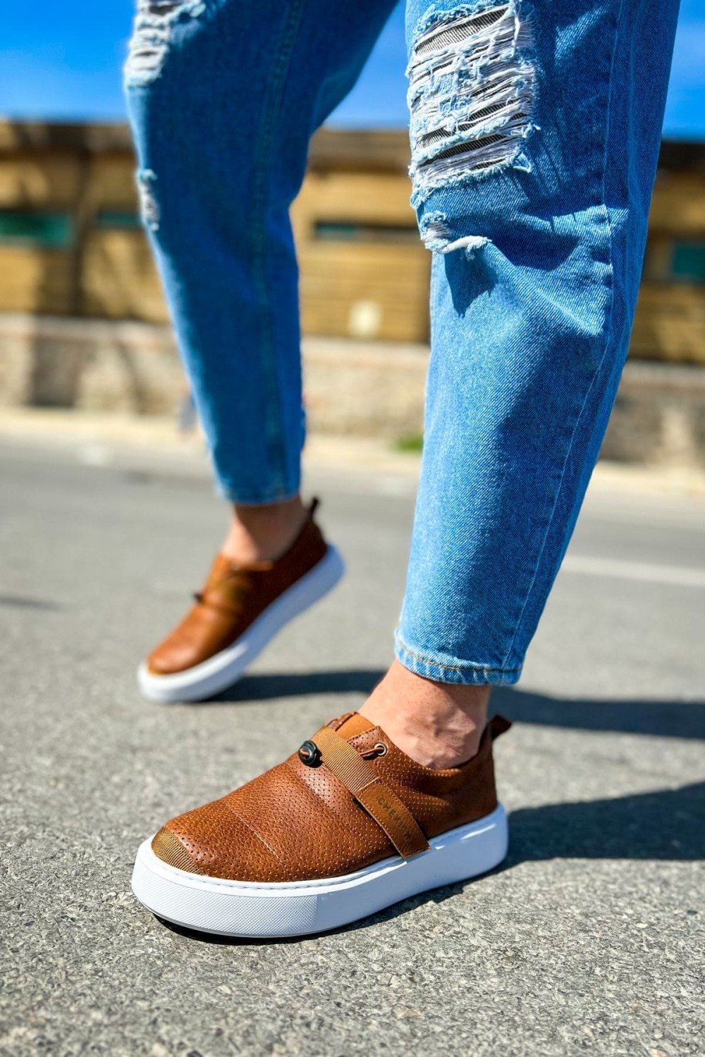 CH147 Dobeny Erkek Günlük Bağcıksız Cırtlı Cilt Spor Sneaker Ayakkabı CBT - Taba Erkek Ayakkabı CH147 Dobeny Erkek Günlük Bağcıksız Cırtlı Cilt Spor Sneaker Ayakkabı CBT - Taba – Chekich Erkek Ayakkabı