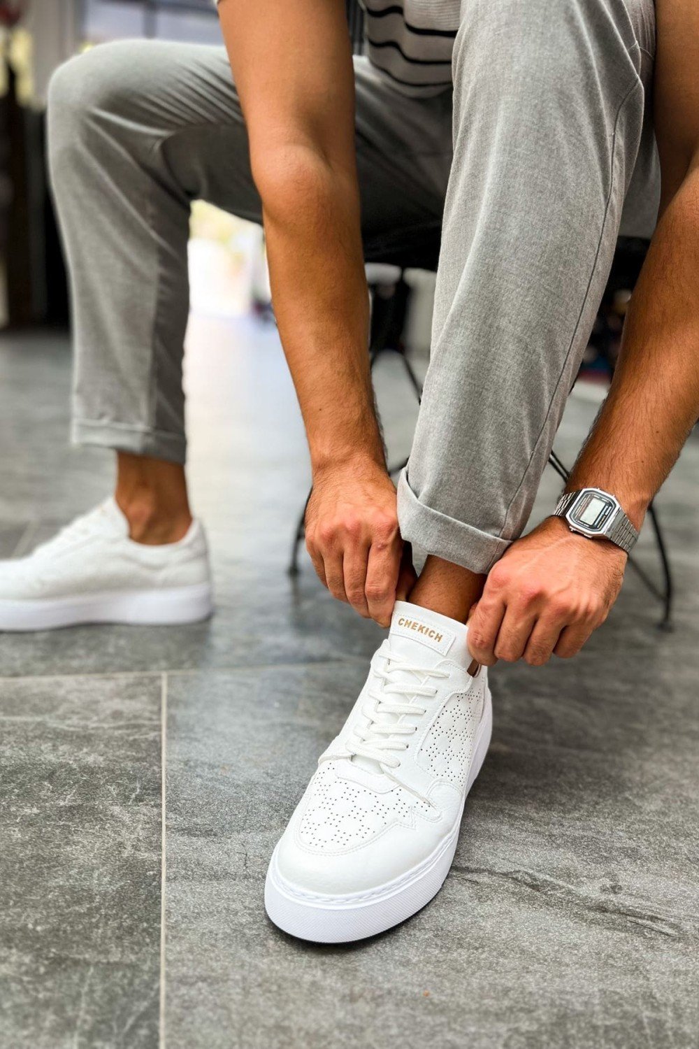 CH153 Oxford Erkek Günlük Bağcıklı Cilt Spor Sneaker Ayakkabı CBT - Beyaz Erkek Ayakkabı CH153 Oxford Erkek Günlük Bağcıklı Cilt Spor Sneaker Ayakkabı CBT - Beyaz – Chekich Erkek Ayakkabı