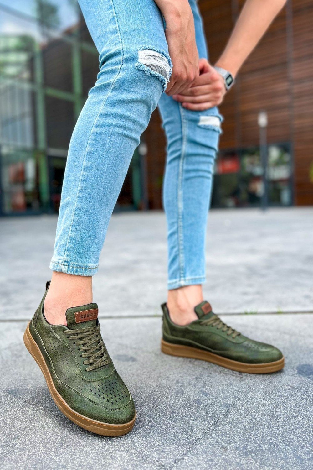 CH157 Retro Erkek Günlük Bağcıklı Krep Taban Cilt Spor Sneaker Ayakkabı CKT - Haki – Chekich Erkek Ayakkabı