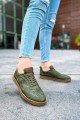 CH157 Retro Erkek Günlük Bağcıklı Krep Taban Cilt Spor Sneaker Ayakkabı CKT - Haki