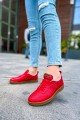 CH157 Retro Erkek Günlük Bağcıklı Krep Taban Cilt Spor Sneaker Ayakkabı CKT - Kırmızı – Chekich Erkek Ayakkabı